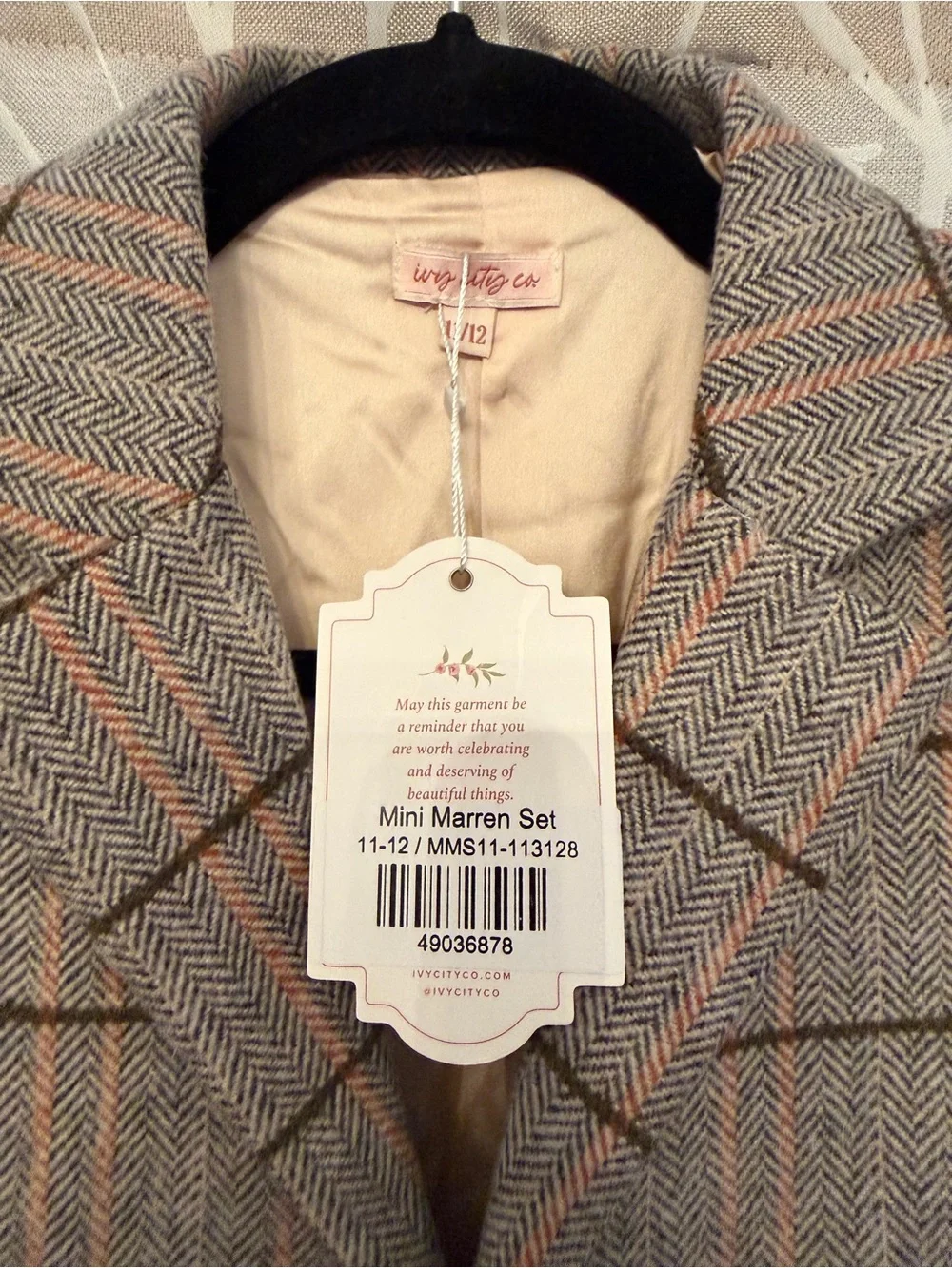 Ivy City Co Mini Marren Set Brown Plaid Kids Blazer and Pleated Skirt Size 11-12